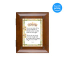 Top down view of in Memory Old World Script Woodgrain Remembrance Keepsake Box