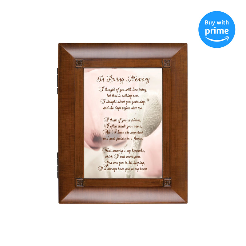 Top down view of Thought of You With Love Woodgrain Remembrance Keepsake Box