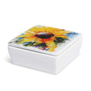 DEMDACO Dean Crouser Sunflower Watercolor Yellow 4 x 4 Ceramic Stoneware Decorative Lidded Vanity Box