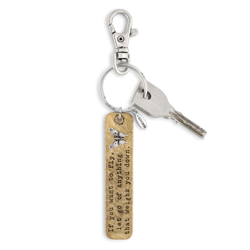 DEMDACO Fly Gold Tone 6 inch Brass Stainless Zinc Metal Automotive Key Ring Chain