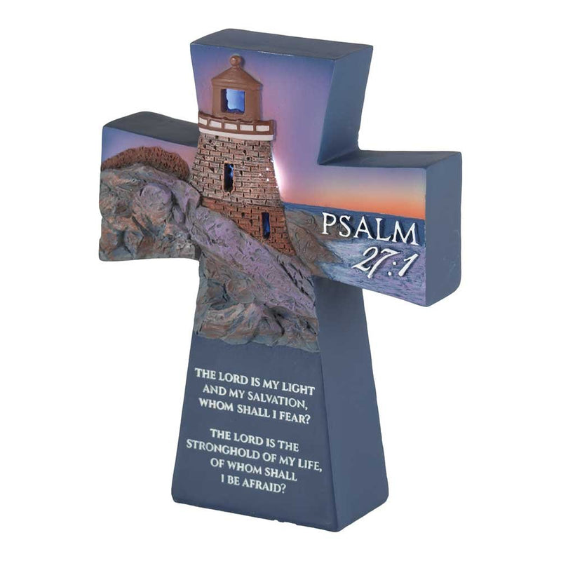 Dicksons The Lord is My Light Lighthouse Cross 3 x 5 Resin Stone Tabletop Figurine