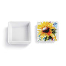 DEMDACO Dean Crouser Sunflower Watercolor Yellow 4 x 4 Ceramic Stoneware Decorative Lidded Vanity Box