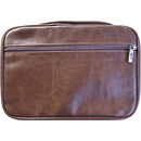 Brown Zipper Pocket Leather Distressed Bible Cover Case with Handle, X-Large