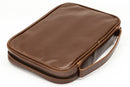 Brown Zipper Pocket Leather Distressed Bible Cover Case with Handle, X-Large