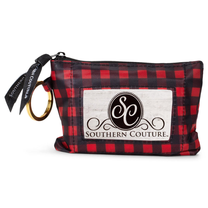 Buffalo Plaid Check Midnight Black and Red 5 x 4 Polyester Fabric ID Wallet