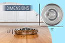 Nat & Jules Medium Silver Tone 12 inch Stainless Steel Metal Feeding Bowl For Litter