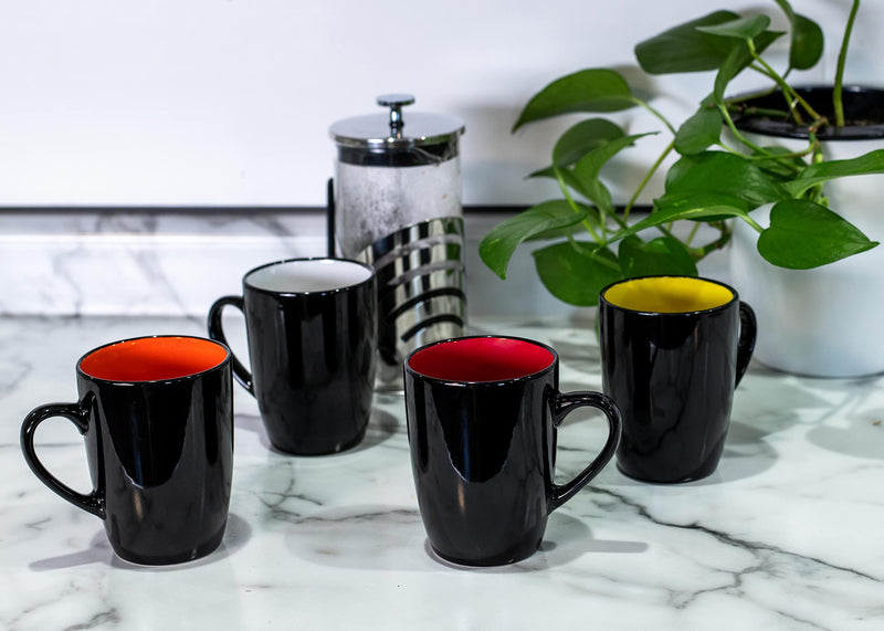 Color Pop Warm Red Orange Yellow 16 ounce Glossy Ceramic Mugs Assorted Set of 4