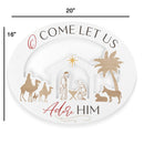 P. Graham Dunn Come Adore Him Winter White 20 x 16 Wood Holiday Oval Nativity Shaped Sign