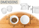 Nat & Jules Mine Also Mine White 6 inch Stoneware Raised Pet Food and Water Bowls Set of 2