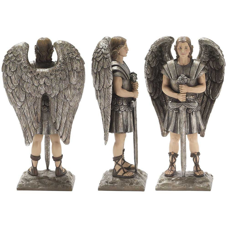 Dicksons Archangel Michael 8 x 6 inch Silver Tone Resin Stone Table Top Figurine