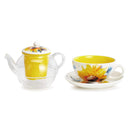 DEMDACO Dean Crouser Sunflower Watercolor Sunshine Yellow 14 ounce Ceramic Stoneware Tea Pot Set