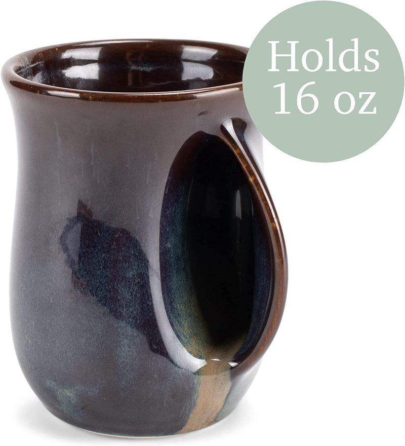 Elanze Designs Reactive Glaze 14 ounce Ceramic Handwarmer Mug, Cascade Brown