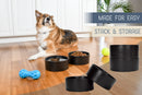 Nat & Jules Nibbles and Dribbles Black 7 inch Stoneware Large Pet Bowls Set of 2