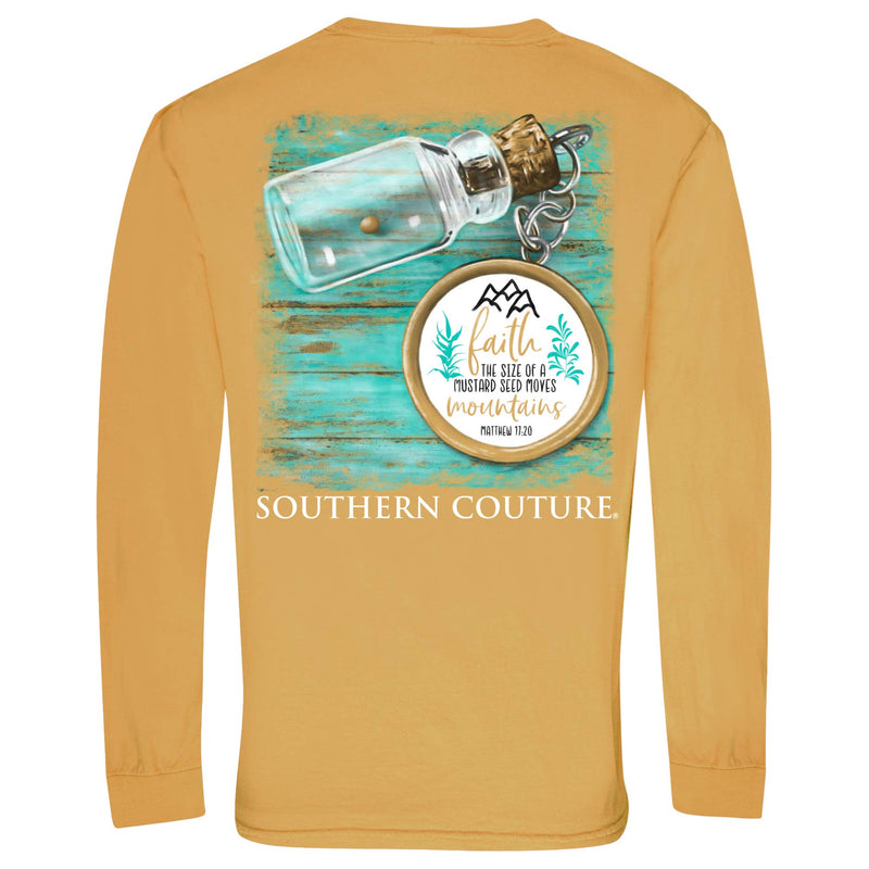 Southern Couture Size of a Mustard Seed Mustard Yellow Cotton Fabric Long Sleeve T-Shirt