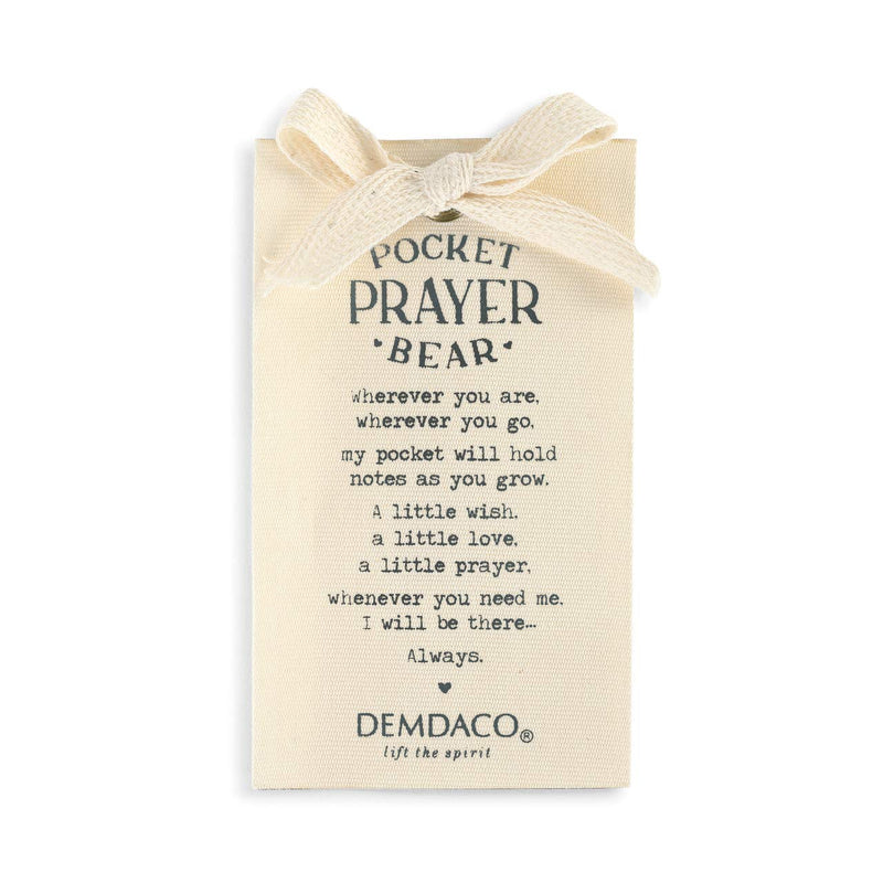 DEMDACO Pocket Prayer Teddy Bear Soft Grey 11 inch Plush Fabric Stuffed Animal Toy