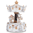 Elanze Designs Gilded Gold White Reindeer Musical Carousel Plays We Wish You A Merry Christmas