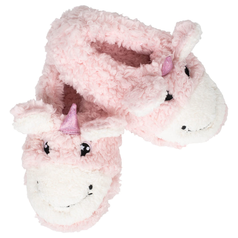 Unicorn Pink Womens Animal Cozy Plush Lined Non Slip Fuzzy Slipper - Small