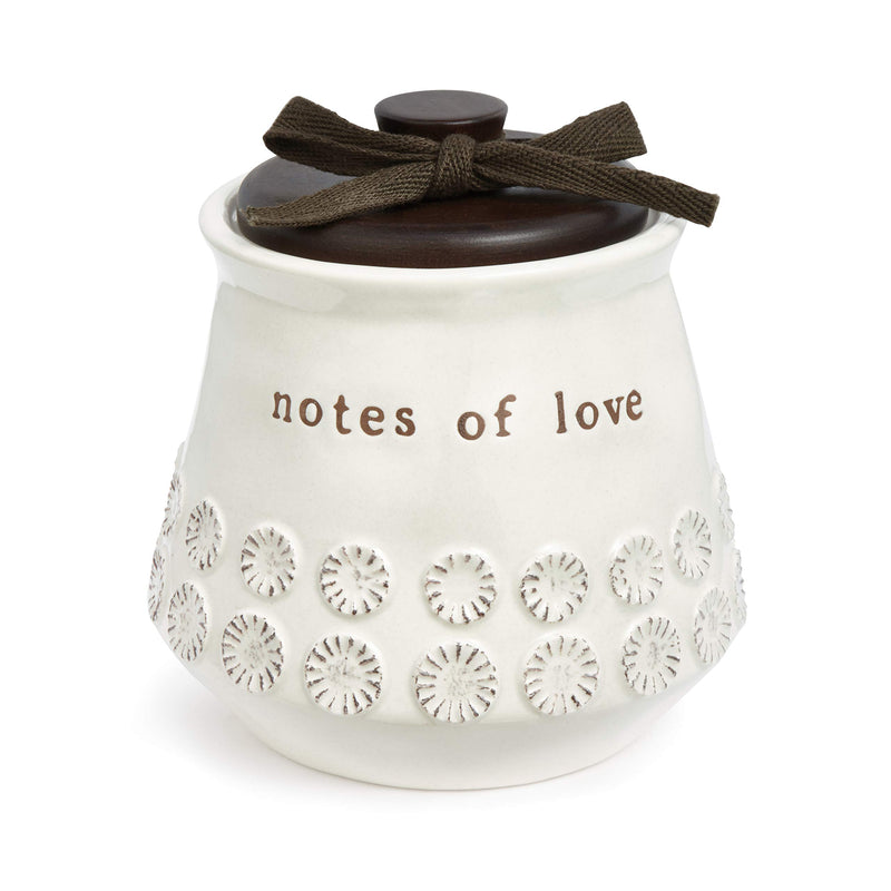 Notes of Love White 4.5 x 4.5 Inch Stoneware Decorative Jar