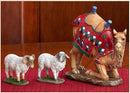 Set of 3 Kneeling Camel and Two Awassi Sheep Nativity Figurines - 10 inch Scale