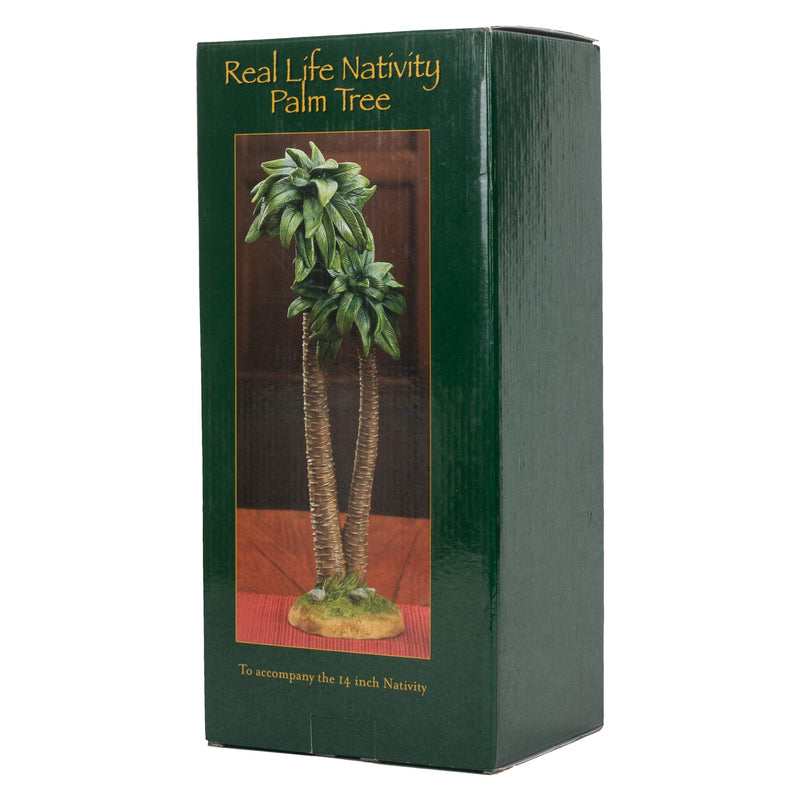 THREE KINGS GIFTS THE ORIGINAL GIFTS OF CHRISTMAS Realistic Palm Tree Resin Stone Table Top Nativity Figurine - 14 inch Scale
