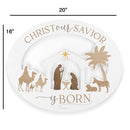 P. Graham Dunn Savior is Born Winter White 20 x 16 Wood Holiday Oval Nativity Shaped Sign