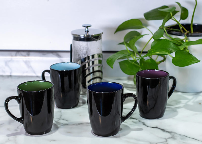 Color Pop Cool Green Blue Purple 16 ounce Glossy Ceramic Mugs Assorted Set of 4
