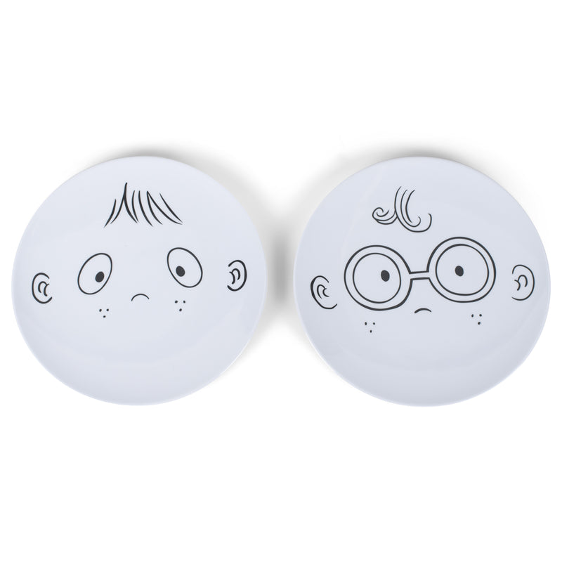 DEMDACO Food Art Face Characters 10 inch Melamine Dinner Plate Set of 2