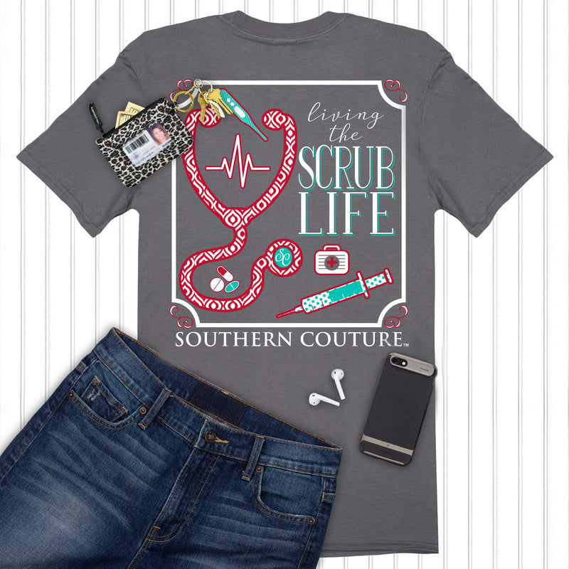 Southern Couture Classic Scrub Life Womens Inspirational T-Shirt - Charcoal