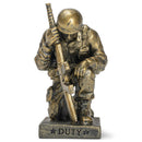 Dicksons Duty Faith God Praying Soldier 5 inch Gold Resin Stone Table Top Figurine