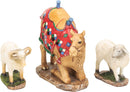 Set of 3 Kneeling Camel and Two Awassi Sheep Nativity Figurines - 10 inch Scale