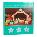 Whimsical Happy Face Childrens 9.5 inch Wood Block Nativity Set of 12