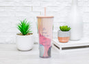 Cross Before World Behind Blush 24 ounce Acrylic Travel Tumbler with Straw