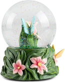 Butterflies on Lilies Figurine 100MM Water Globe Plays Tune English Country Garden