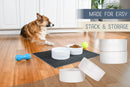 Nat & Jules Nibbles and Dribbles White 7 inch Stoneware Large Pet Bowls Set of 2