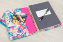 Peony Sorbet Floral Blue 9.5 x 7 Canvas Fabric Pocket Journal Notebook