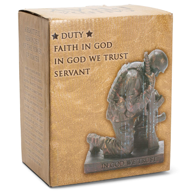 Dicksons Duty Faith God Praying Soldier 5 inch Gold Resin Stone Table Top Figurine