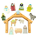 Whimsical Happy Face Childrens 9.5 inch Wood Block Nativity Set of 12