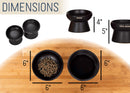 Nat & Jules Mine Also Mine Black 6 inch Stoneware Raised Pet Food and Water Bowls Set of 2