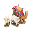 Set of 3 Kneeling Camel and Two Awassi Sheep Nativity Figurines - 7 inch Scale