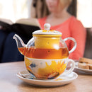 DEMDACO Dean Crouser Sunflower Watercolor Sunshine Yellow 14 ounce Ceramic Stoneware Tea Pot Set
