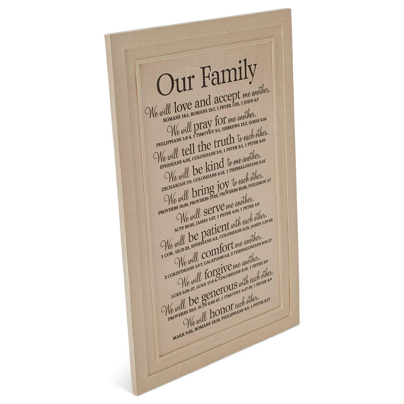 Lighthouse Christian Products Our Family Will Love One Another Textured Cream 11.25 x 16.75 Cast Stone Wall Plaque
