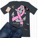 Couture Tee Company Hope Anchors Breast Cancer Ribbon Glitter Ink Womens Long Sleeve T-Shirt - Dark Heather