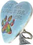 DEMDACO Dogs Leave Paw Prints On Your Heart Rainbow Sky Blue 4 x 3 Heart Shaped Resin Keepsake Art Hearts Decoration with Key and Tassel