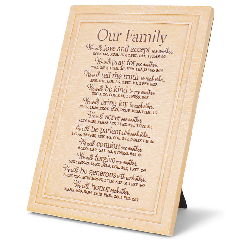 Lighthouse Christian Products Our Family Will Love One Another Textured Cream 6 X 8 cast Stone Plaque