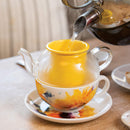 DEMDACO Dean Crouser Sunflower Watercolor Sunshine Yellow 14 ounce Ceramic Stoneware Tea Pot Set