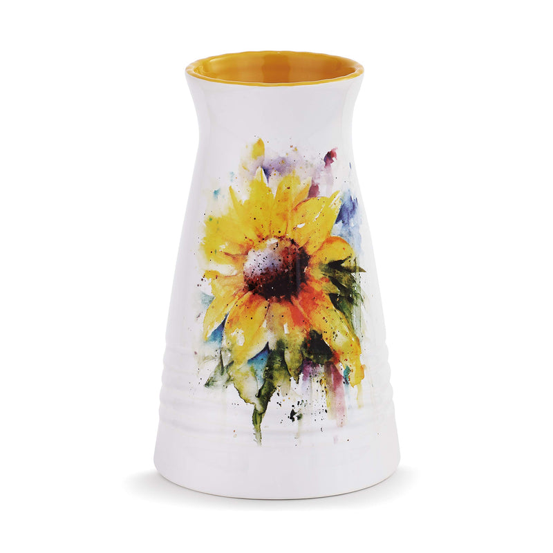 DEMDACO Dean Crouser Sunflower Bright Watercolor Yellow 7 x 5 Glossy Ceramic Stoneware Vase