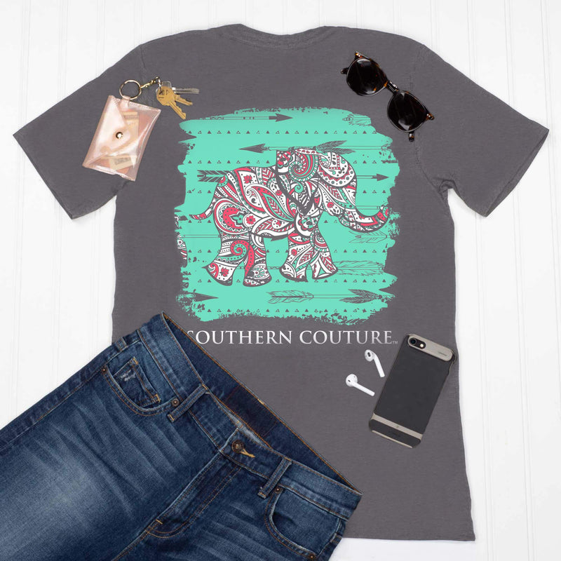 Southern Couture SC Classic Paisley The Elephant Womens Classic Fit T-Shirt - Charcoal