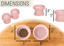 Nat & Jules Mine Also Mine Pink 6 inch Stoneware Raised Pet Food and Water Bowls Set of 2