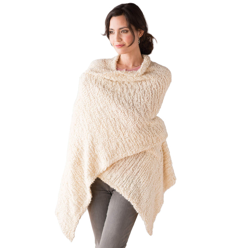 Cream Womens One Size Soft Knit Nylon Giving Shawl Wrap in Gift Box