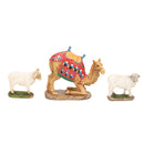 Set of 3 Kneeling Camel and Two Awassi Sheep Nativity Figurines - 7 inch Scale